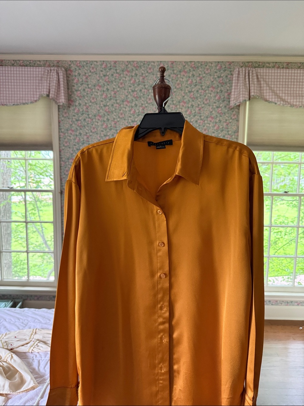 Sanctuary Metallic Orange Satin Blouse